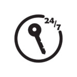 247 locksmith icon black vector design illustration.